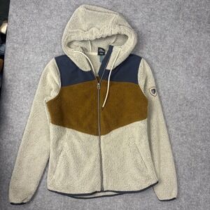 Kuhl Flight Hoody Women XS Fleece Jacket Full Zip Colorblock Oatmeal Copper Navy